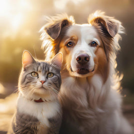 Dog and cat with a hazy background - Funny and motivational gifts about Pets at GiftyMcGiftFace.com