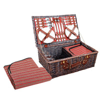 Alfresco 4 Person Picnic Basket Set Insulated Blanket Bag Red - Decorative Outdoor Recreation > Picnic > Picnic Baskets