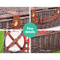 Alfresco 4 Person Picnic Basket Set Insulated Blanket Bag Red - Decorative Outdoor Recreation > Picnic > Picnic Baskets