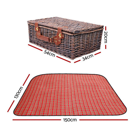 Alfresco 4 Person Picnic Basket Set Insulated Blanket Bag Red - Decorative Outdoor Recreation > Picnic > Picnic Baskets