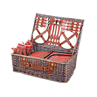 Alfresco 4 Person Picnic Basket Set Insulated Blanket Bag Red - Decorative Outdoor Recreation > Picnic > Picnic Baskets