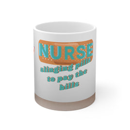 Black Hair Nurse Slinging Pills Mug 11oz - Funny Mug 11oz / 15oz - Decorative Mug