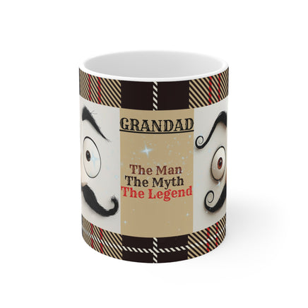 Grandad Man Myth Legend Faces - Funny Mug 11oz / 15oz - Decorative Mug