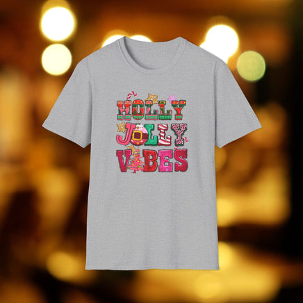 Holly Jolly Vibes - Unisex Softstyle T-Shirt - Decorative T-Shirt