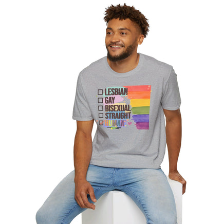 LGBTQ Human Tick Box - Unisex Softstyle UK T-Shirt - Decorative T-Shirt