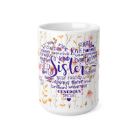 Sister Words In Love Heart - Motivational Mug 11oz / 15oz - Decorative Mug