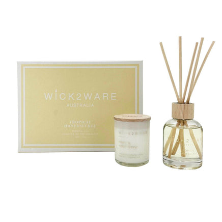 Wick2Ware Australia Tropical Honeysuckle Essential Oils Diffuser and Soy Wax Candle Set - Decorative Candles & Diffusers