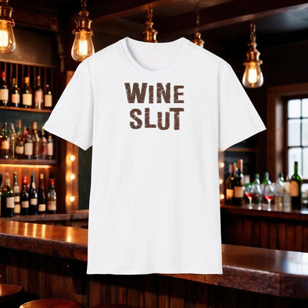 Wine Slut - Unisex Softstyle Funny T-Shirt UK - Decorative T-Shirt