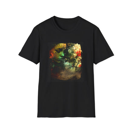 Woman with red flowers - Unisex Softstyle T-Shirt - Decorative T-Shirt