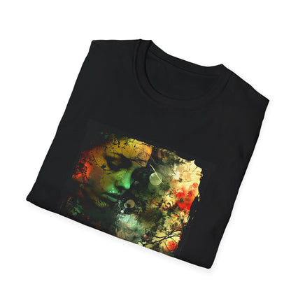 Woman with red flowers - Unisex Softstyle T-Shirt - Decorative T-Shirt